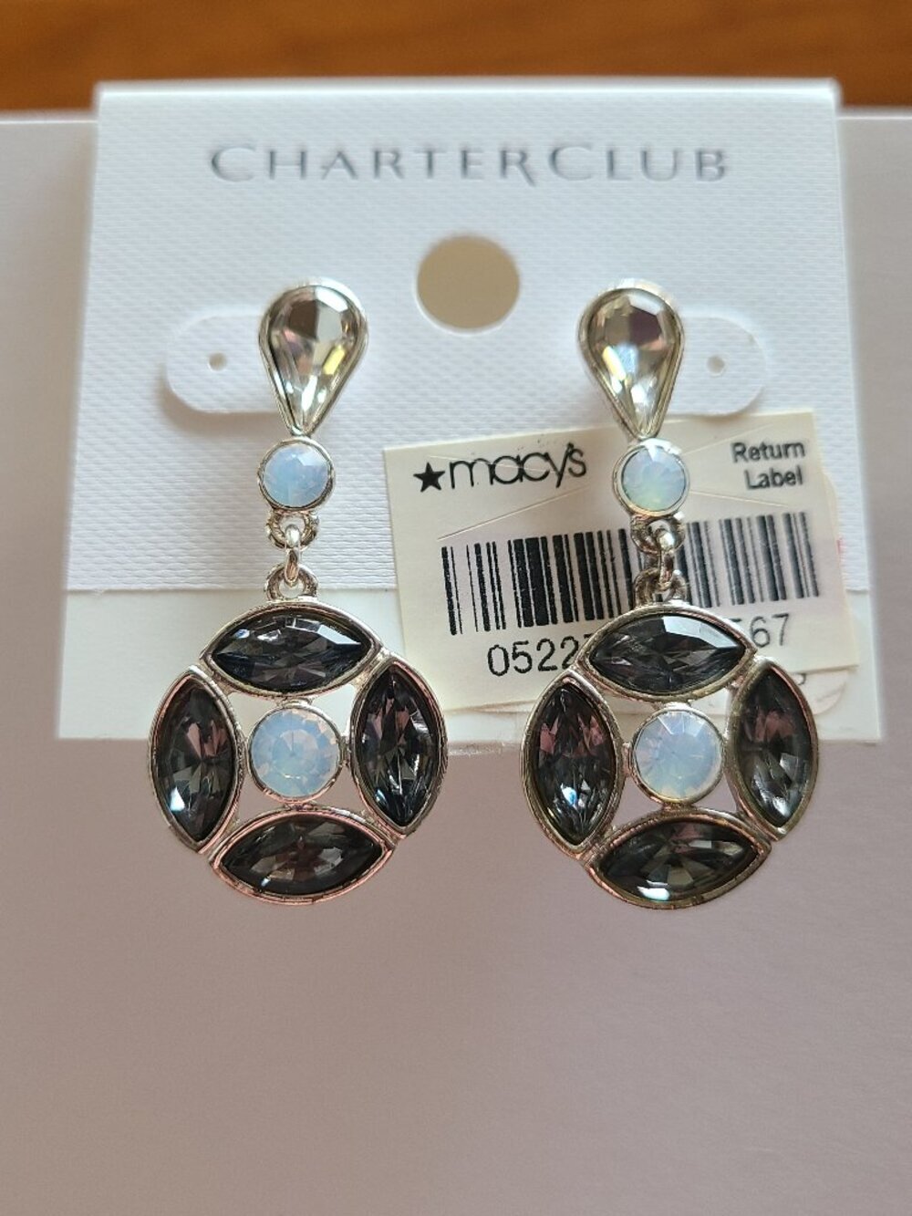 Charter Club Earrings Pierced Dangle Blue Gray